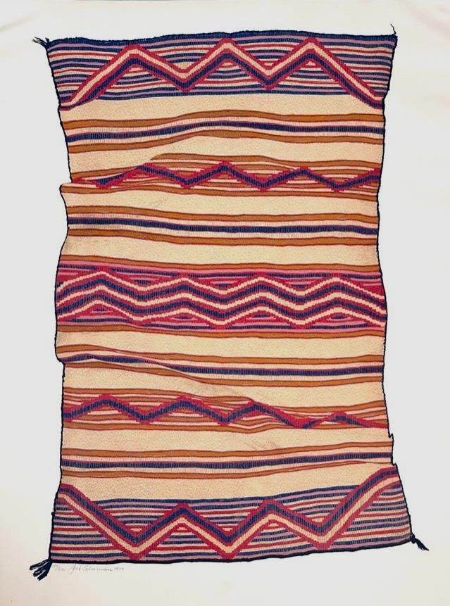 Jack Silverman Screenprint, Navajo Blanket: Jack Silverman (American 1940-2017) Navajo Blanket, 1977, screen print on paper, signed in pencil and numbered lower left, with blind stamp. Unframed, loose sheet. Provenance: Estate of Gene Hackman,