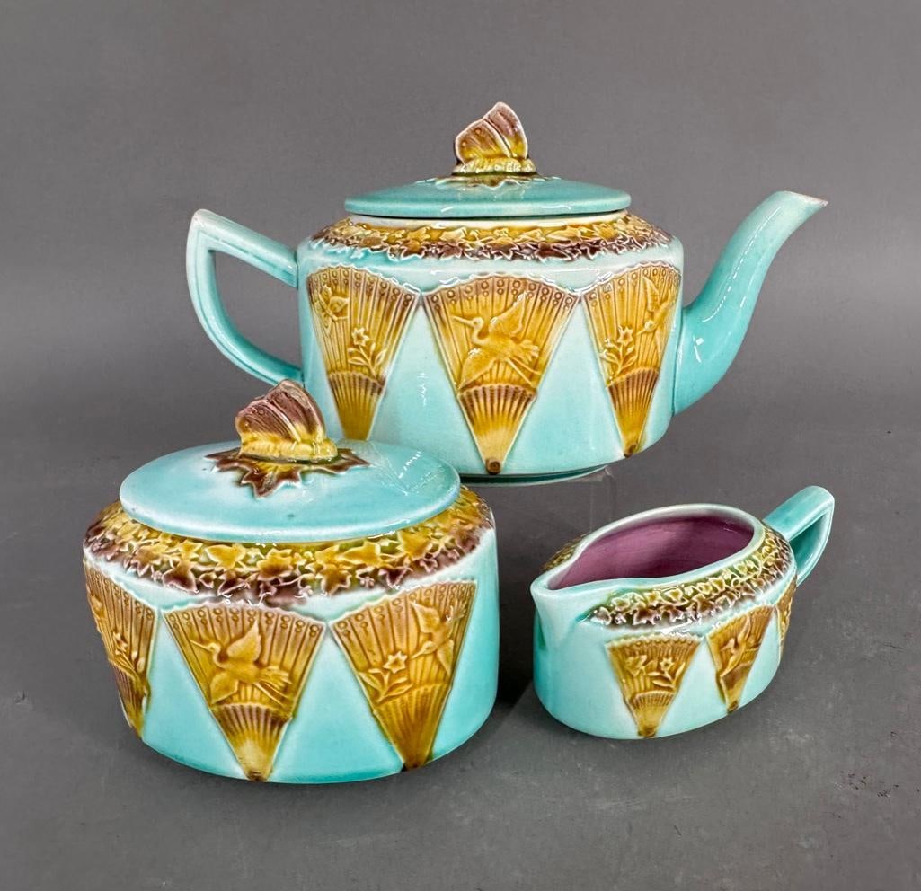 Three Piece Majolica Tea Service, 19th Century (1 of 6)