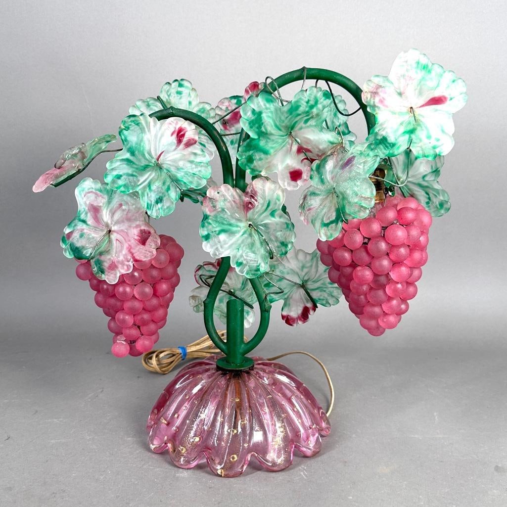 Italian Murano Glass Two Light Grapevine Lamp, c.1930's (1 of 13)