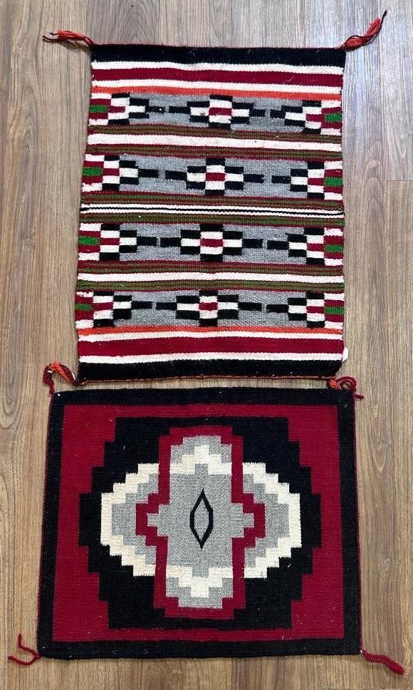 Two Small Navajo Woven Wool Carpets, 1'10 x 1'5 (1 of 9)