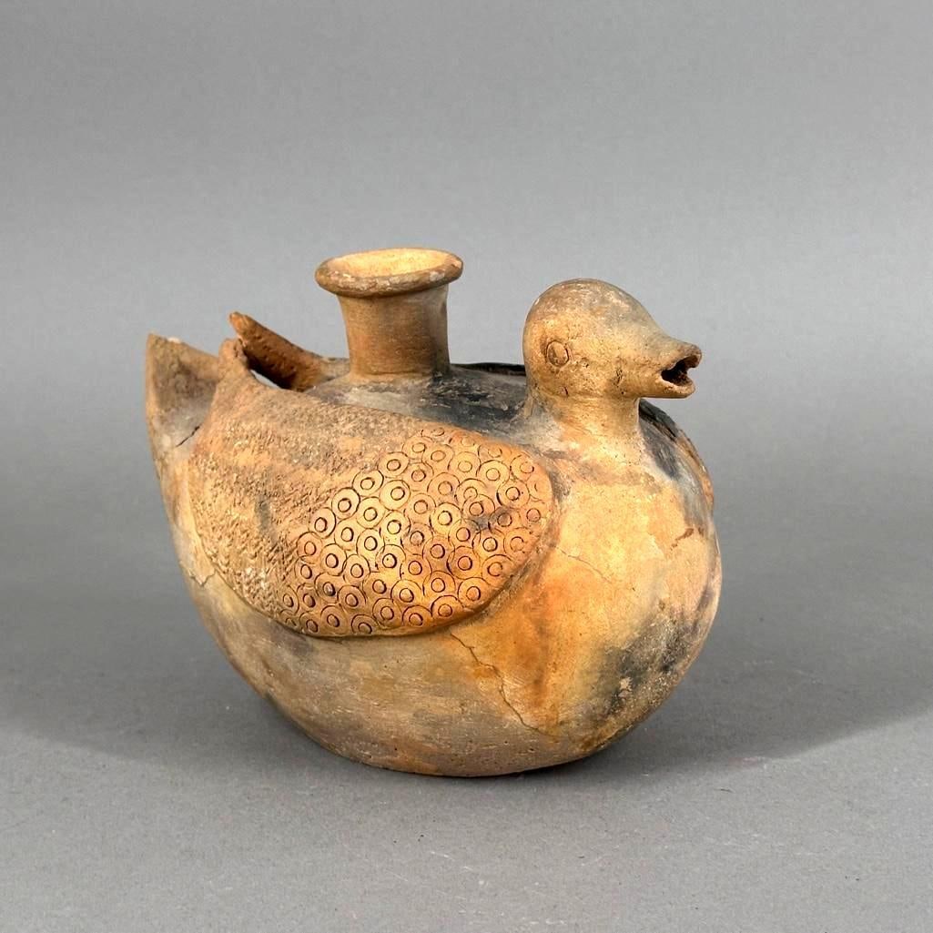 Chinese Han Style Terracotta Bird Form Vessel (1 of 8)