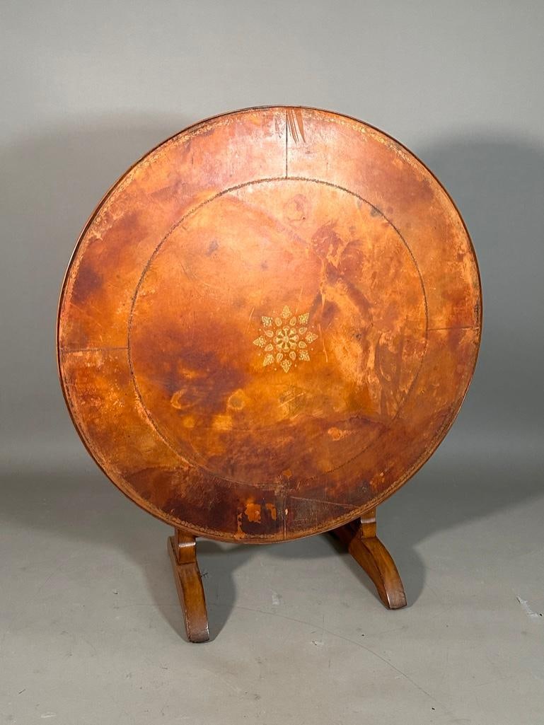 Continental Fruitwood Lyre Base Tilt Top Games Table, Modern (1 of 8)