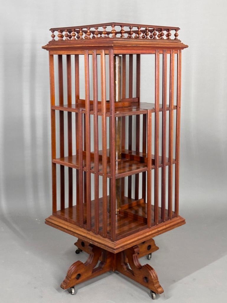 Edwardian Mahogany Rotating Bookcase (1 of 8)