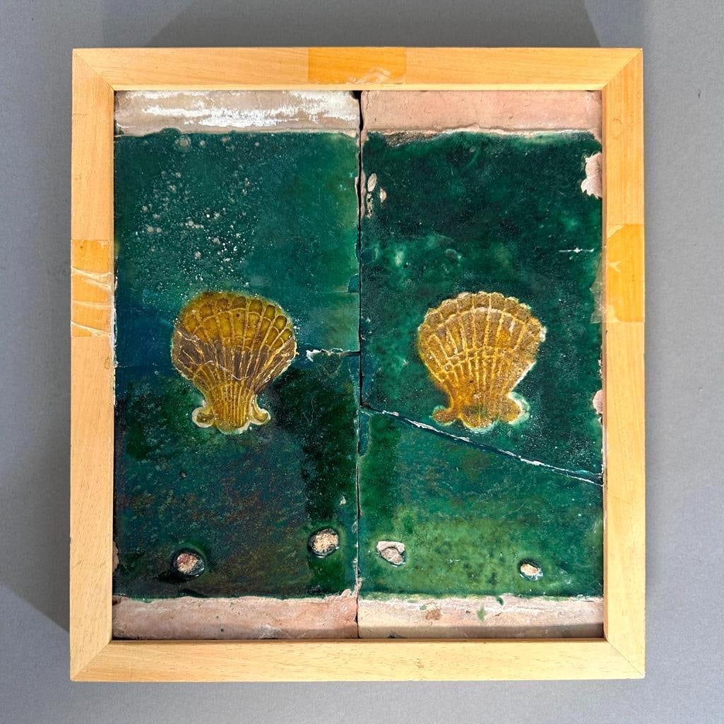 Two Framed Spanish Ceramic Architectural Tiles, Seville, 16thc. (1 of 4)