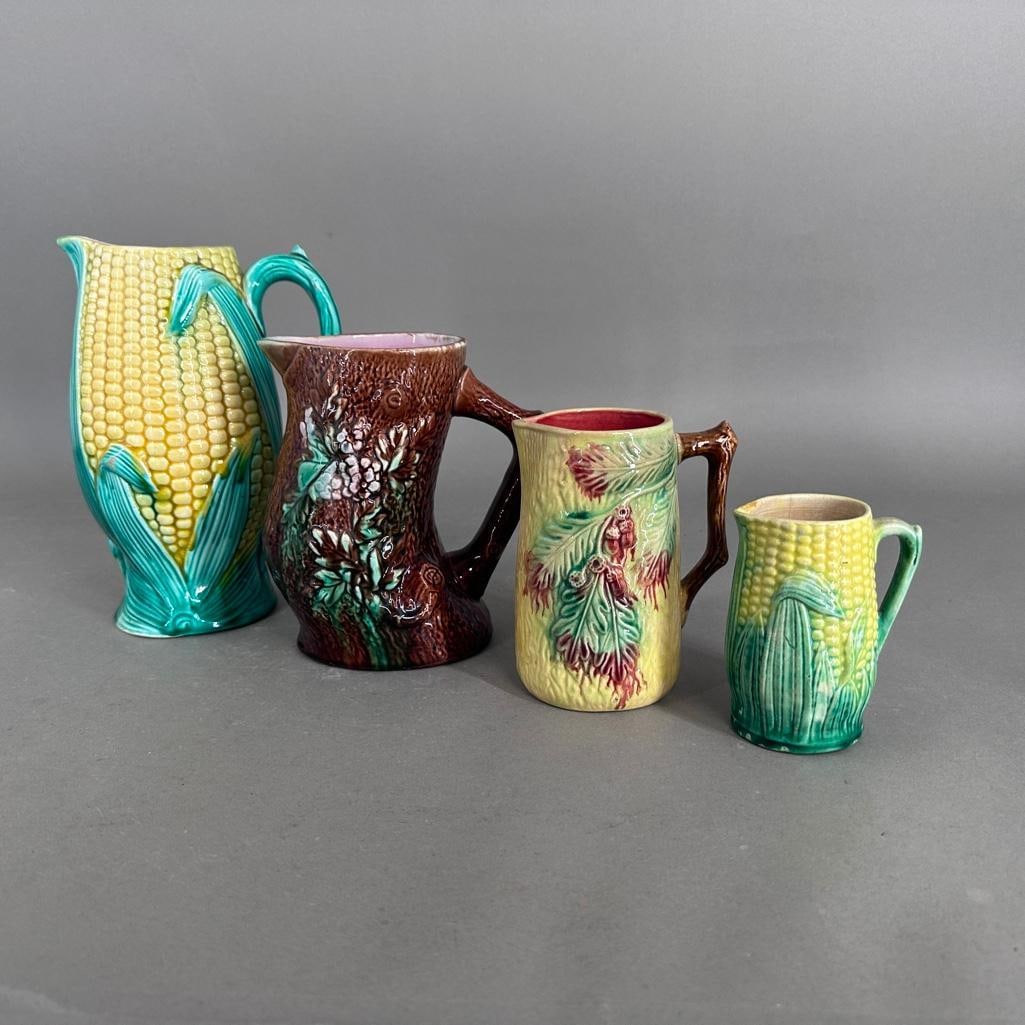 Four Antique Majolica Pitchers (1 of 3)