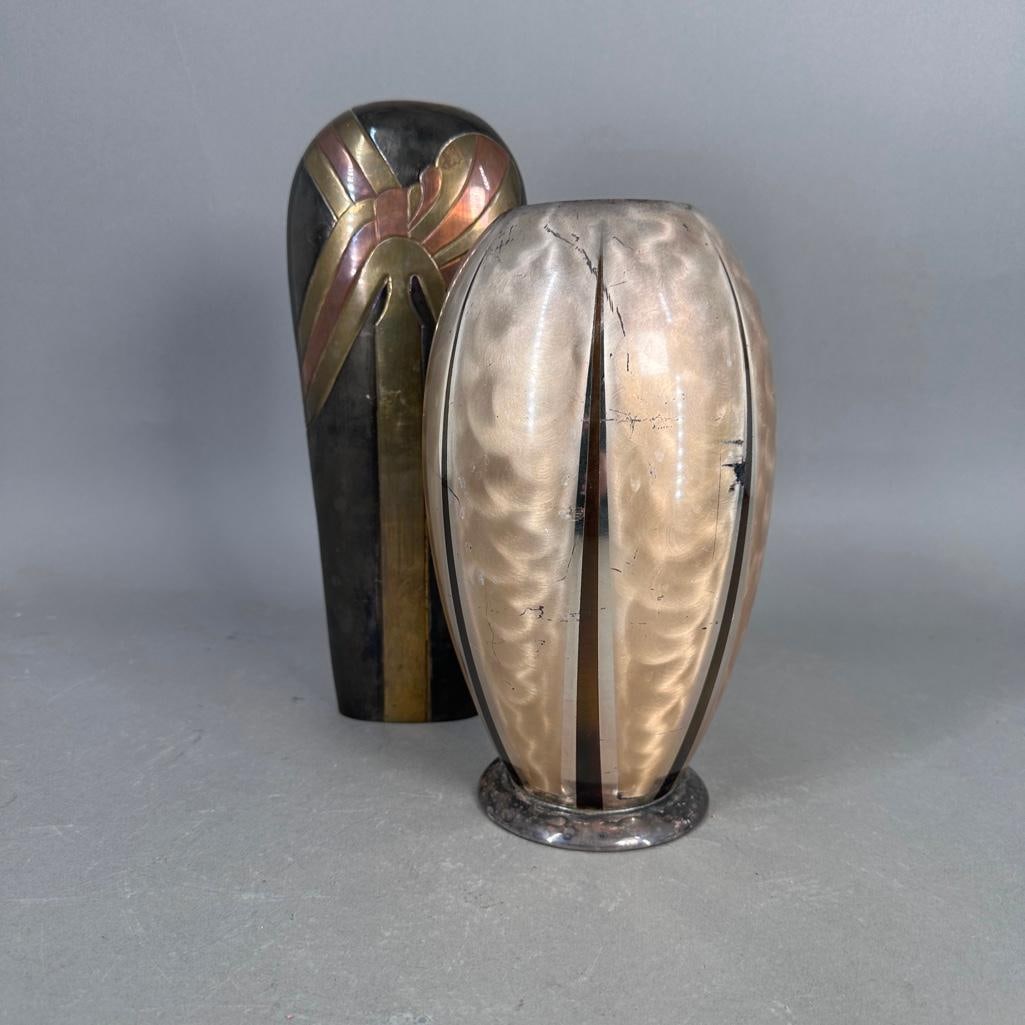 Two German Art Deco WMF Ikora Metal Vases (1 of 10)