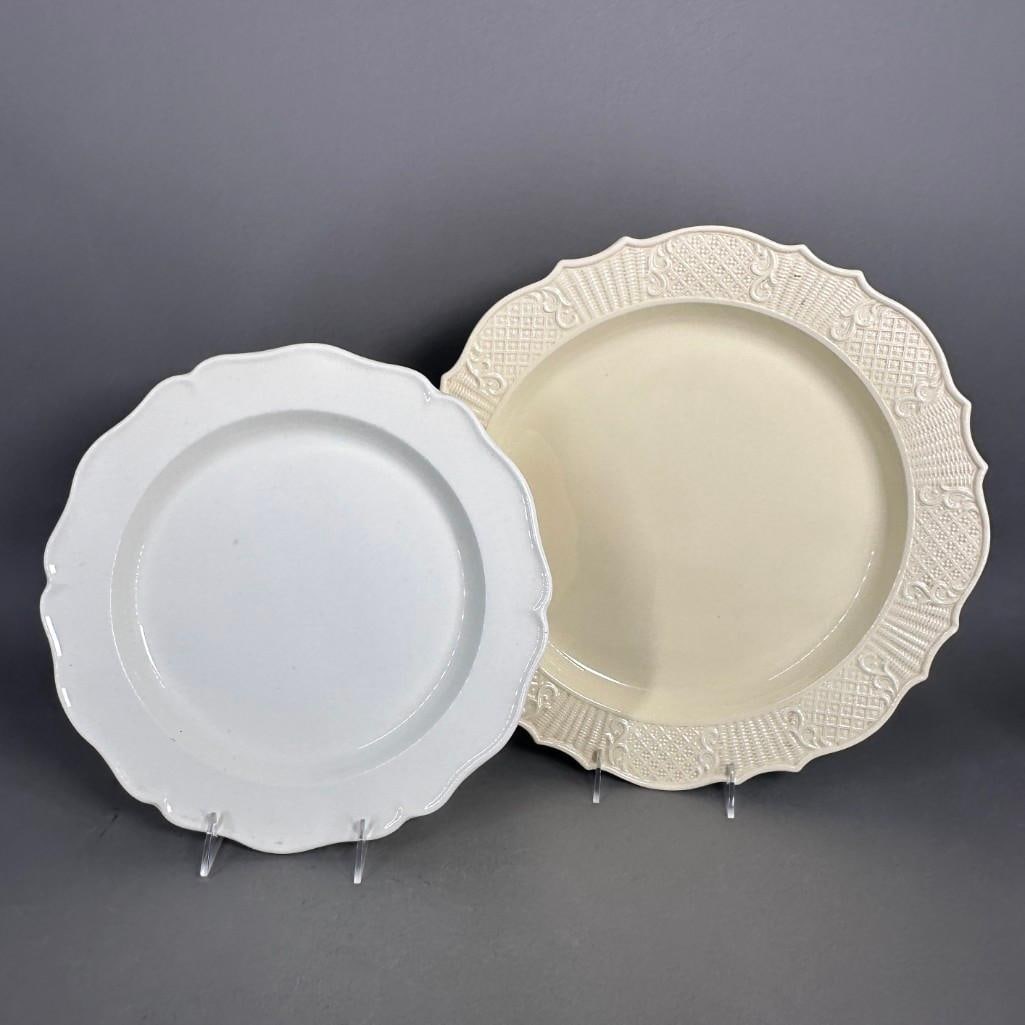 Don G. Carpentier Creamware Serving Platter and Wedgwood Queen's Scalloped Serving Platter (1 of 9)