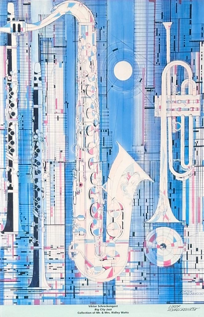Viktor Schrekengost Signed Poster, "Big City Jazz" (1 of 10)