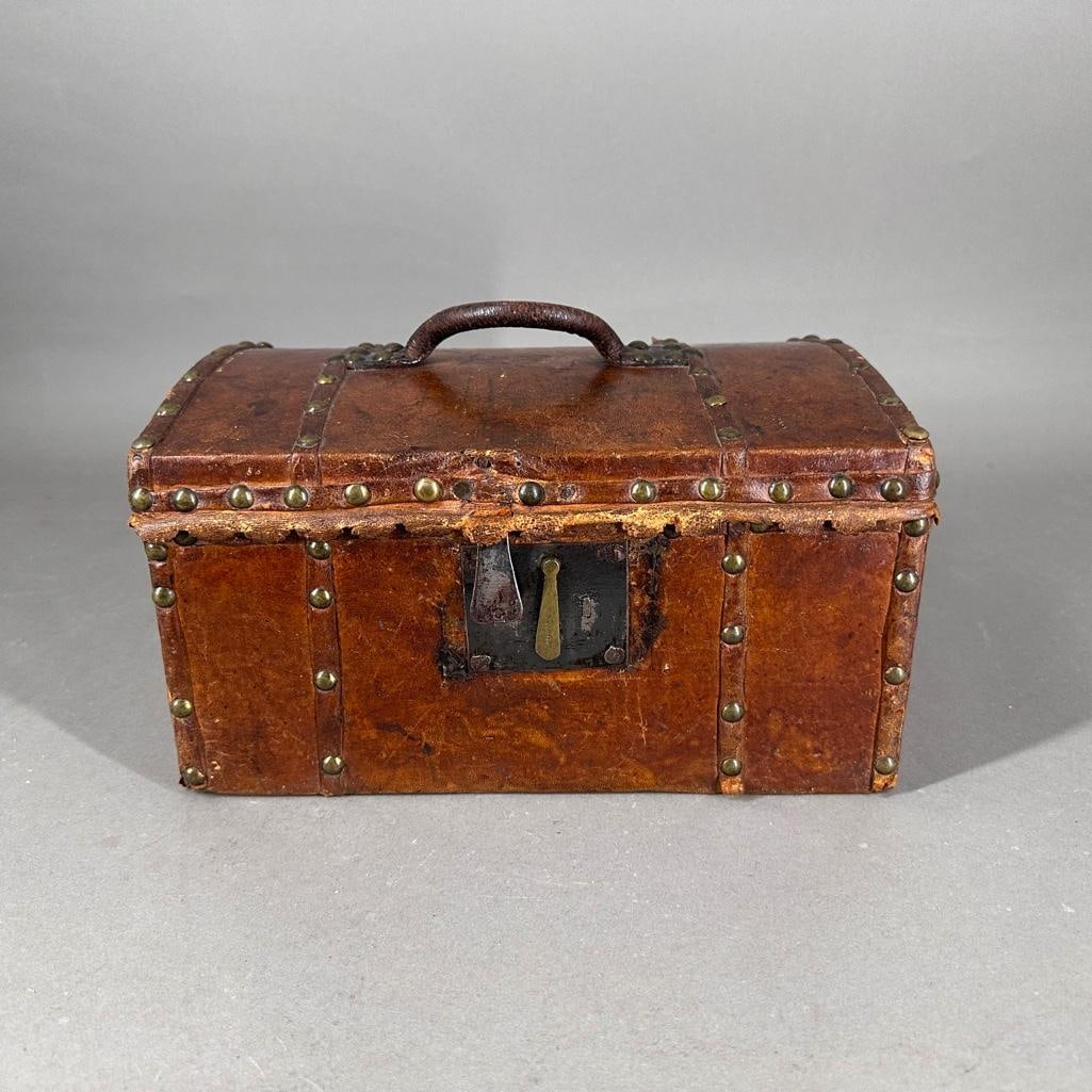 Antique Leather Clad Strong Box (1 of 7)