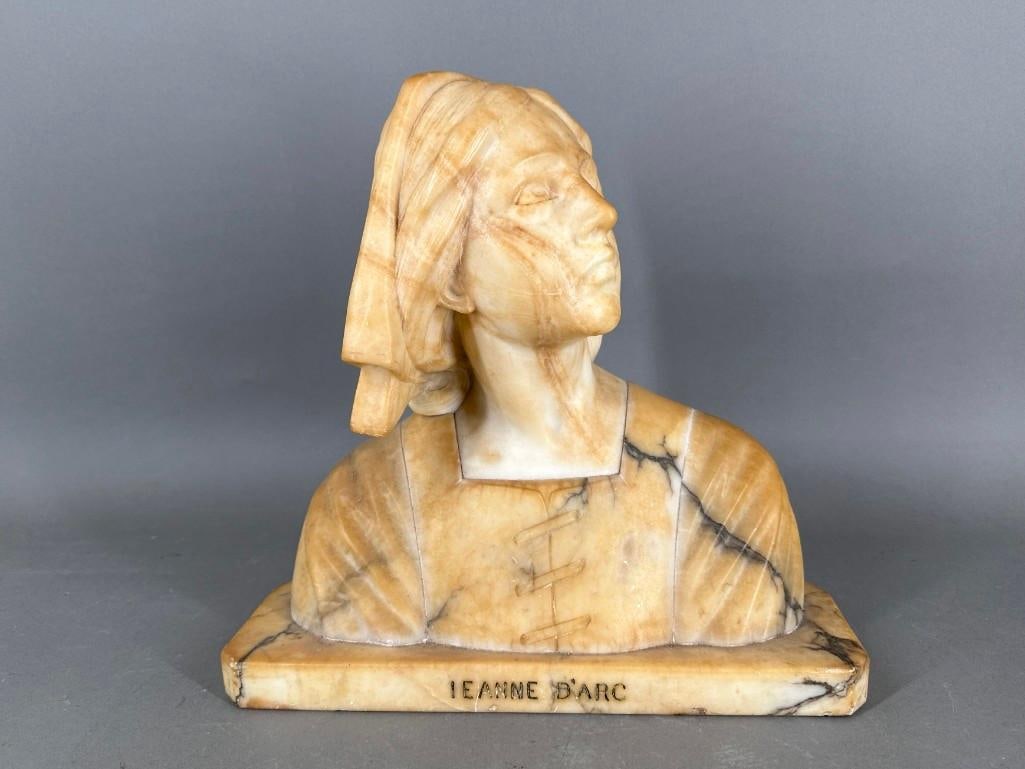 Marble and Alabaster Bust of Jeanne D'Arc (1 of 6)