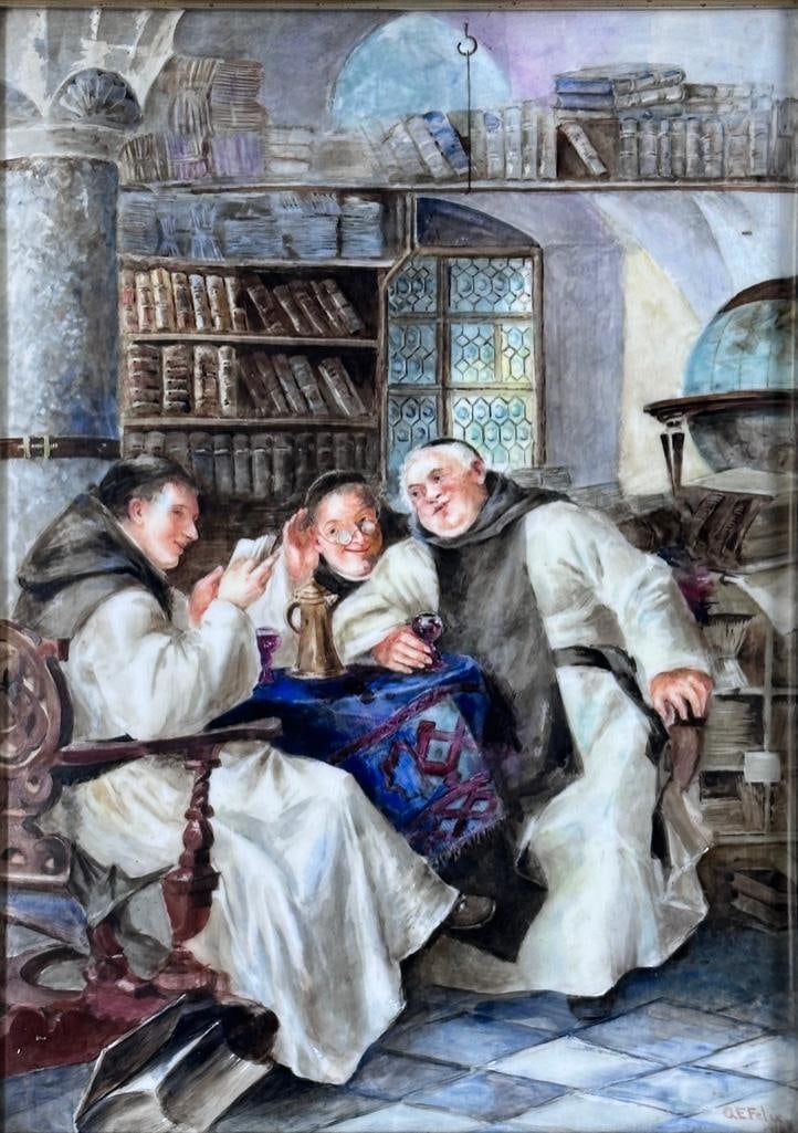 Hand Painted Porcelain Plaque, An Amusing Story (1 of 6)