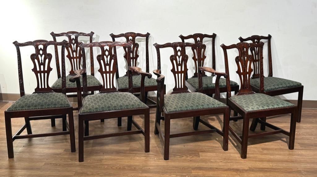 A Fine Set of Eight George III 18th Century Chippendale Dining Chairs (1 of 17)