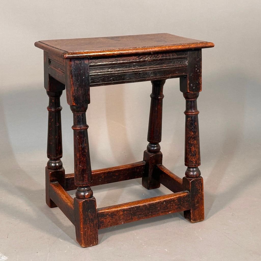 Antique Jacobean Carved Wood Stool (1 of 9)