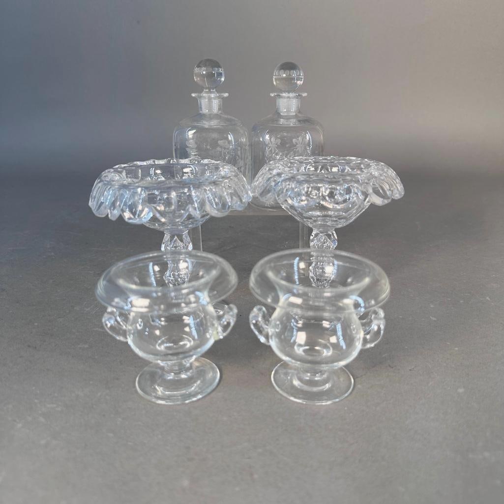 Three Pairs of Antique Glass Including Anglo-Irish Compotes (1 of 10)