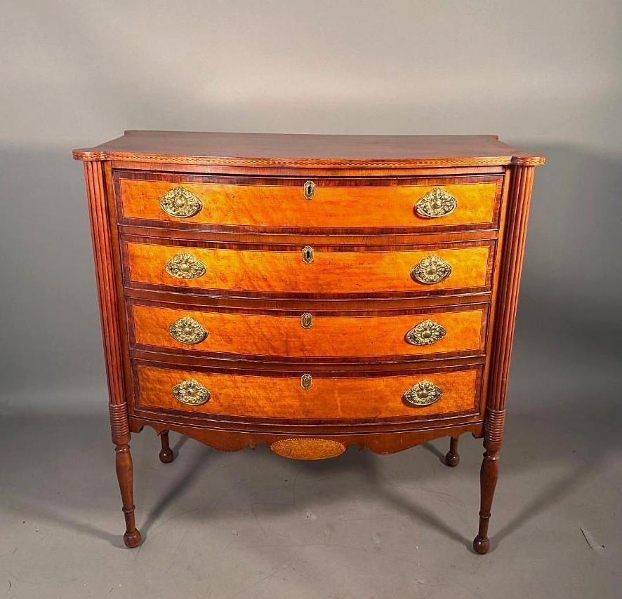 Fine Federal Bird's Eye Maple, Mahogany and Satinwood Chest of Drawers, American ca.1810 (1 of 11)
