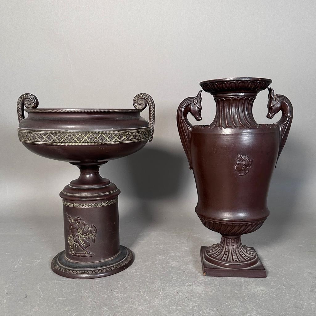Two Neoclassical Style Brown Glaze Terracotta Urns (1 of 14)