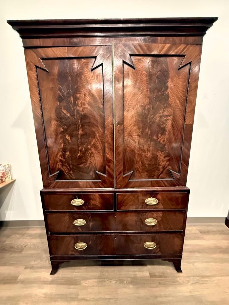 English George III Mahogany Linen Press (1 of 10)