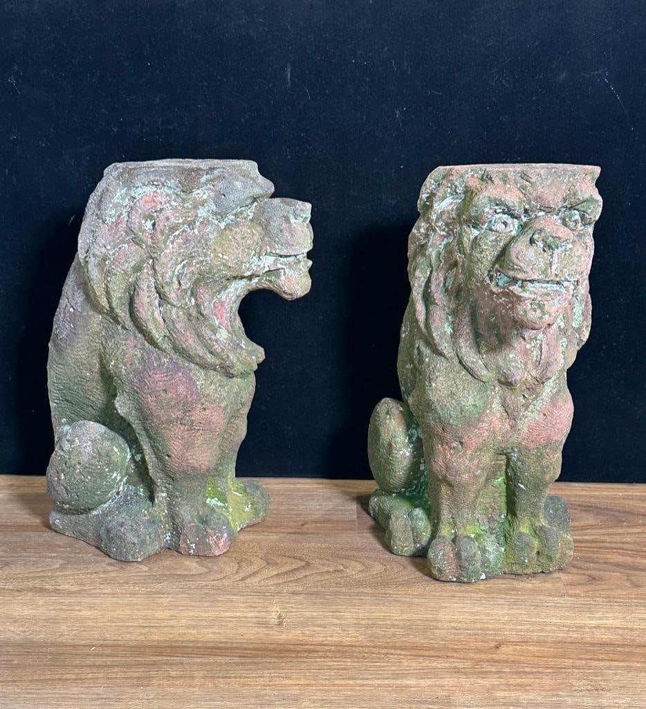 A Pair of Carved Stone Lion Form Pedestals (1 of 6)
