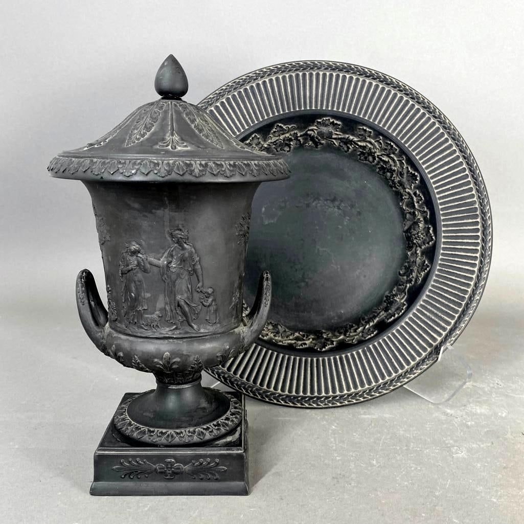 Wedgwood Black Basalt Covered Urn and Dish, c.1840 (1 of 13)