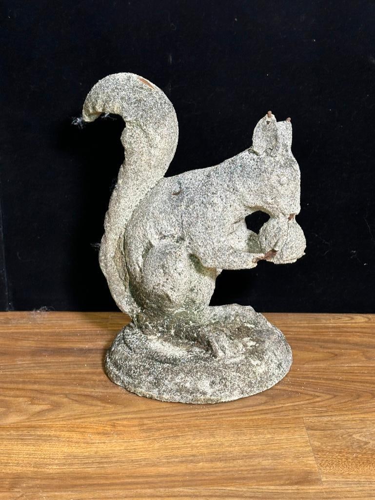 Antique Cast Stone Garden Figure of a Squirrel Eating a Nut (1 of 6)