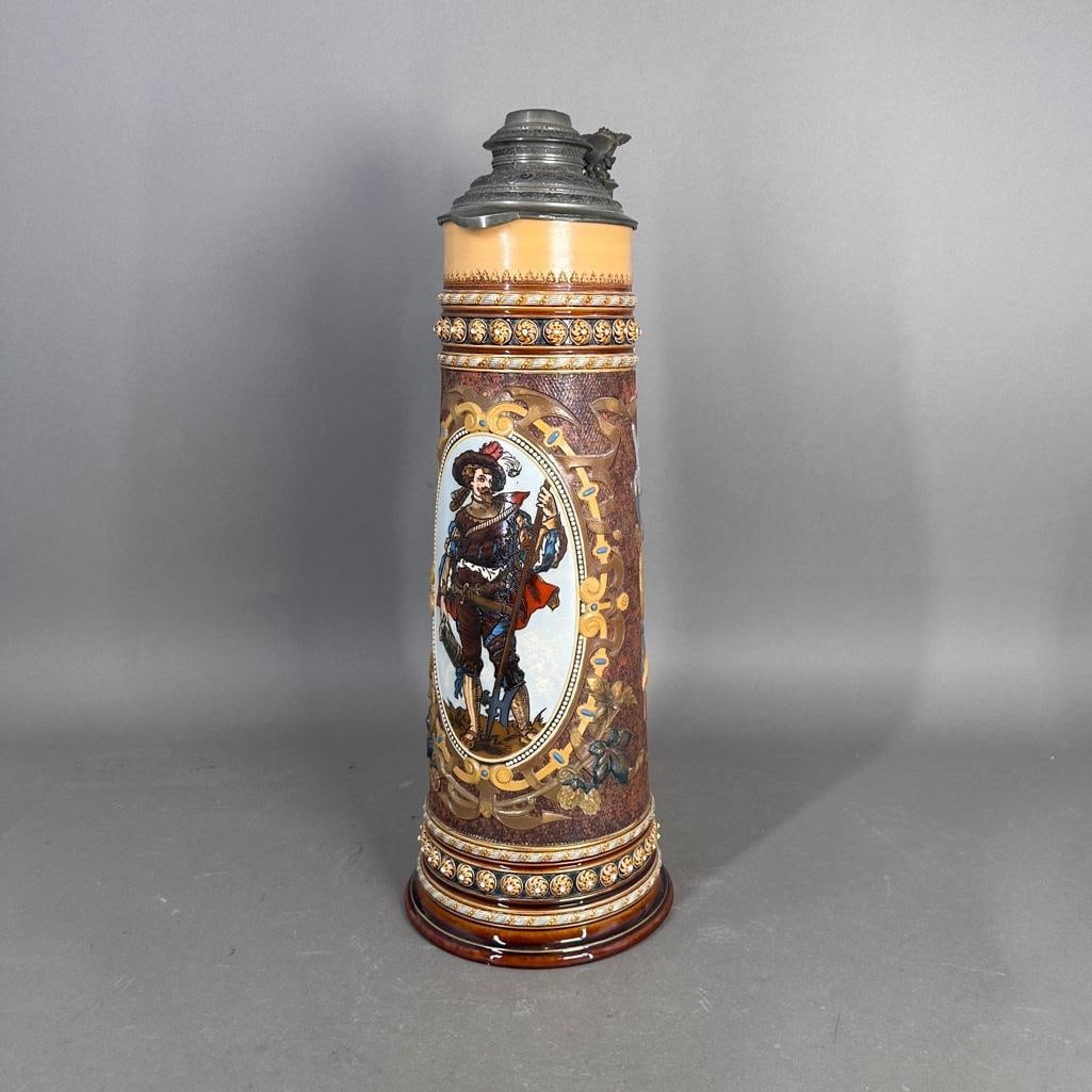 Large Mettlach Stein, Cavalier, No. 1498 (1 of 12)