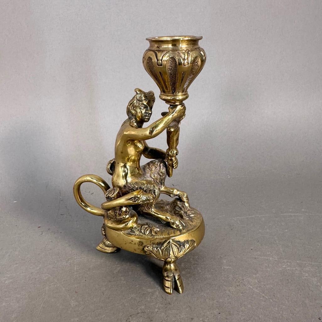 Bronze Satyr Candlestick, 19th Century (1 of 5)