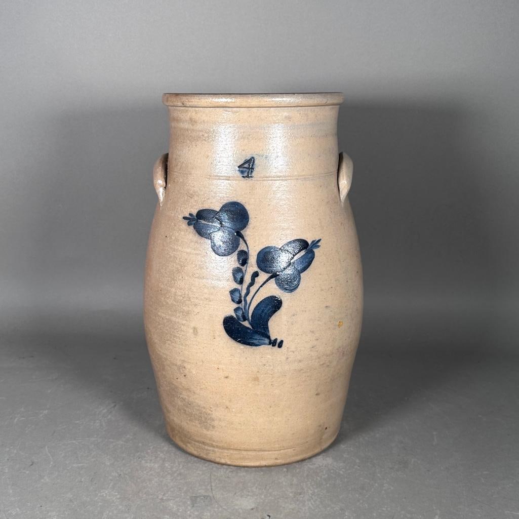 Stoneware 4 Gallon Butter Churn with Cobalt Decoration, Late 19th century (1 of 6)