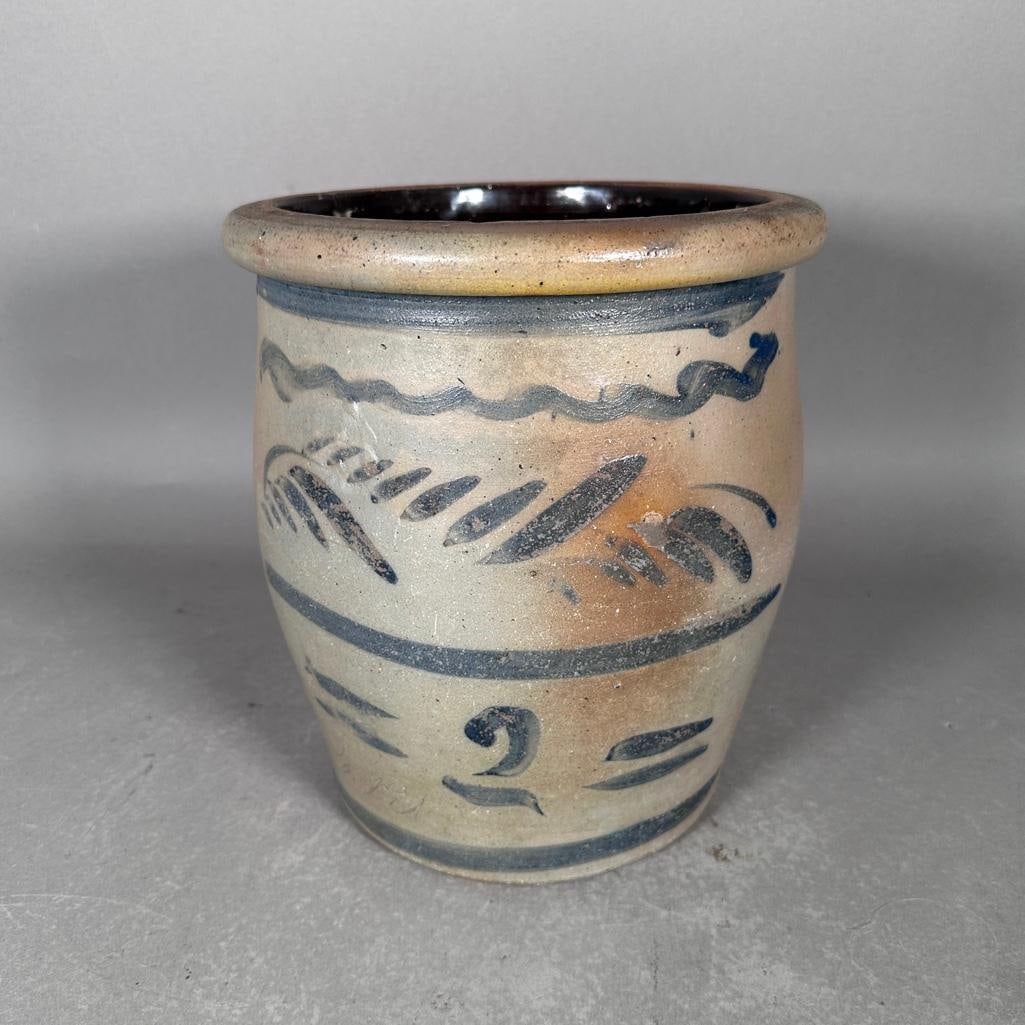 Rare Signed N. C. Higgins Salt Glazed Crock, Cleveland Ohio, ca. 1848–1851 (1 of 6)