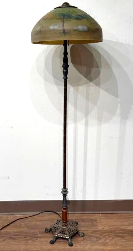American Reverse Painted Glass Lamp Shade (1 of 10)
