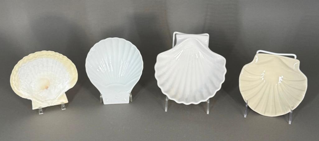 A Collection of Scallop Shell Plates, Ceramic and Natural (1 of 11)