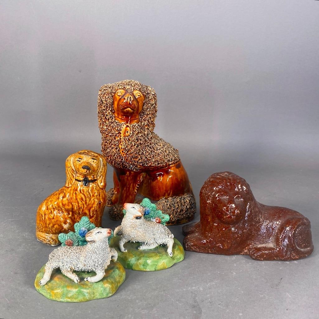 A Group of Staffordshire Porcelain and Earthenware Pottery Animals (1 of 15)