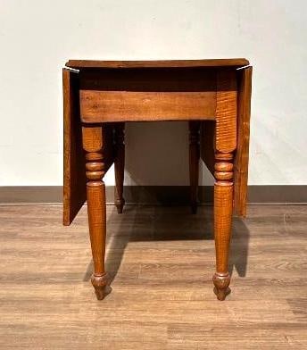 Antique Tiger Maple Drop Leaf Table - 3