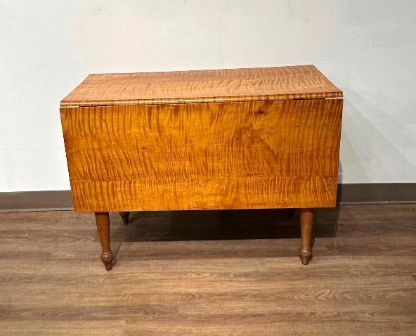 Antique Tiger Maple Drop Leaf Table - 4