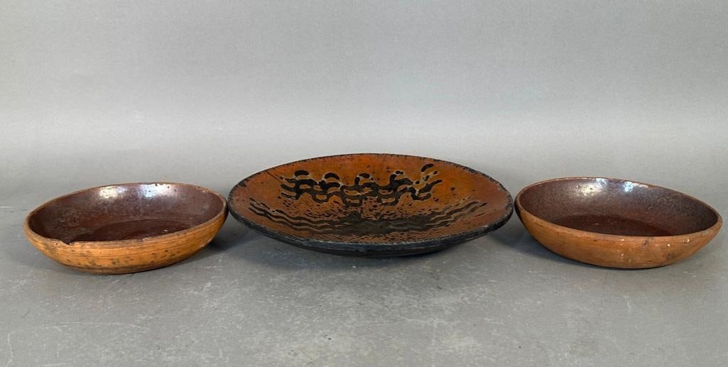 Three Redware Plates - 2