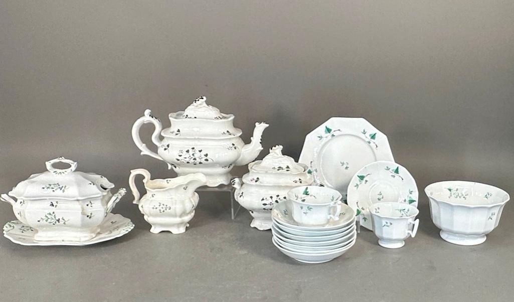 English Porcelain Partial Sprigware Tea Service, 19th Century (1 of 12)