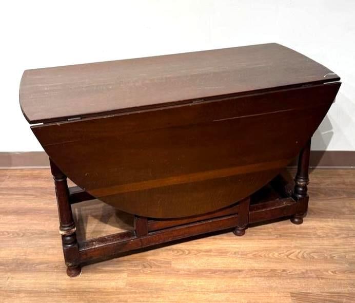Antique Drop Leaf Tressel Table - 2