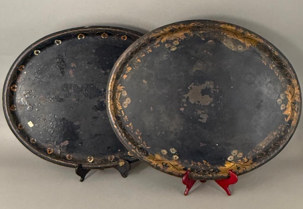 Two Antique Stenciled Tole Trays (1 of 8)