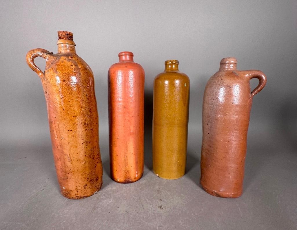 Four European Clay Glazed Bottles, 19th Century (1 of 8)