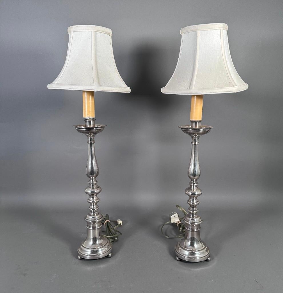 Pair of English Silver Plated Lamps (1 of 7)