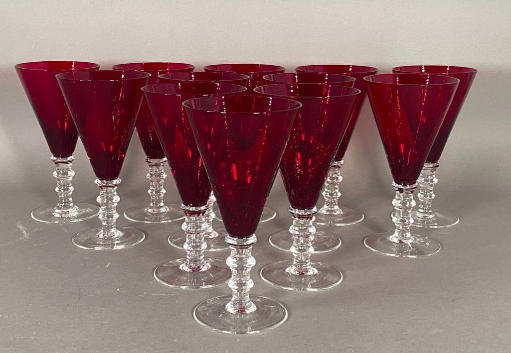 Twelve William Yeoward Ruby Red Glass Goblets - 2