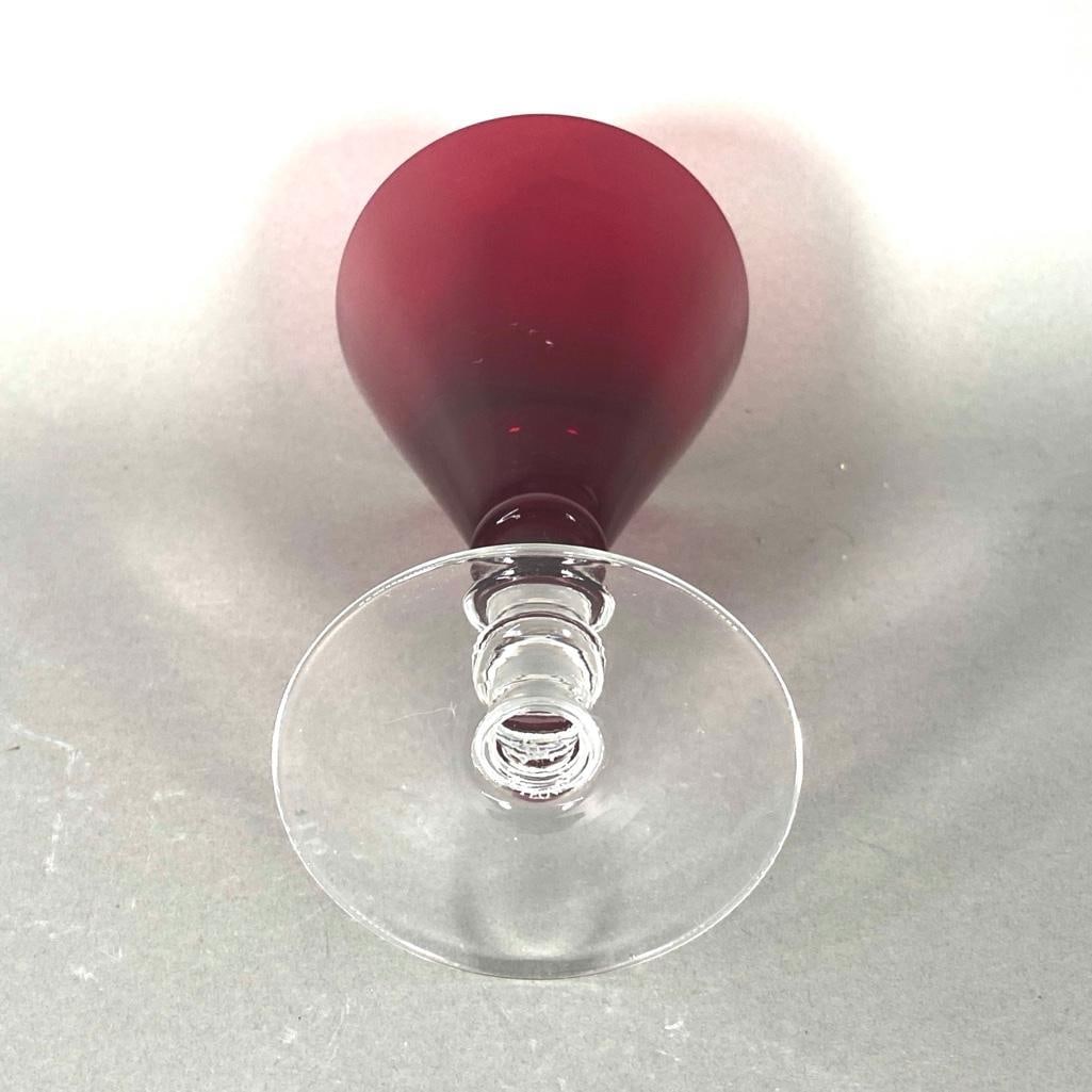 Twelve William Yeoward Ruby Red Glass Goblets - 6