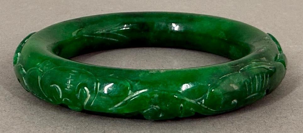 Two Green jadeite Bangle Bracelets - 3