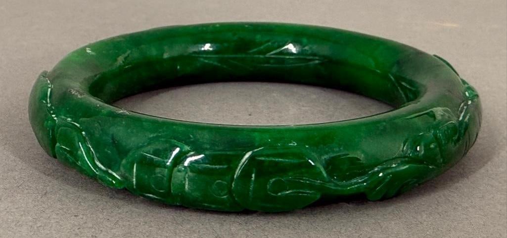 Two Green jadeite Bangle Bracelets - 4