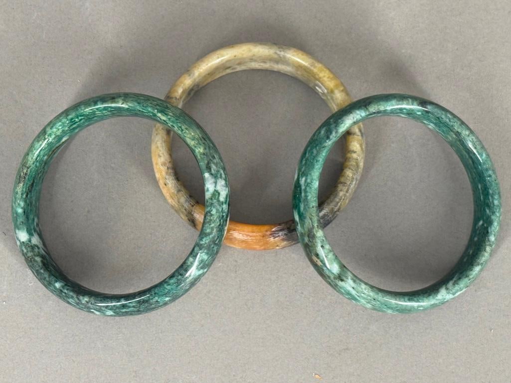 Three Carved Jadeite Bangles - 2