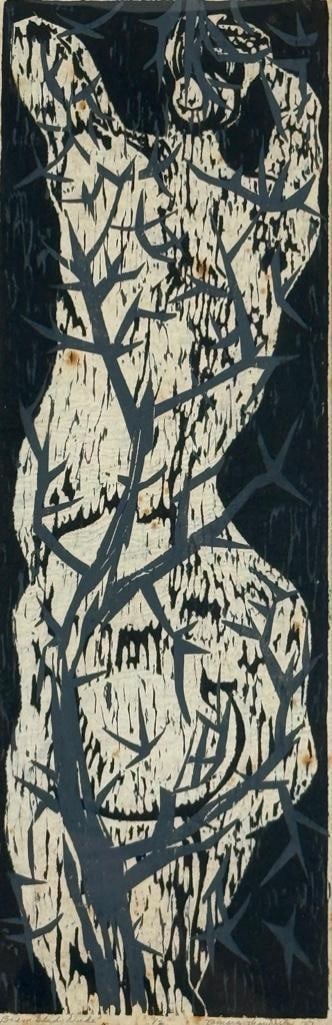 Tamara Thompson Bryant Linocut, "Brambled Nude" (1 of 8)