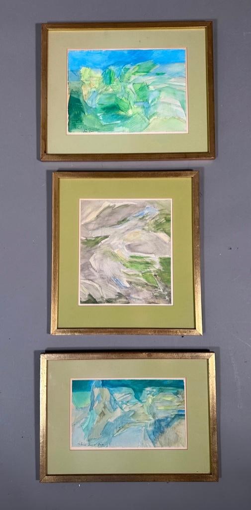 Le Rouse, Three Watercolors, Abstractions: Le Rouse (20thc.) Abstractions, 1965, three watercolors on paper, each signed and inscribed lower left, framed. Dimensions: 12 x 14.5 in. average frame size. Condition: Appear very good.