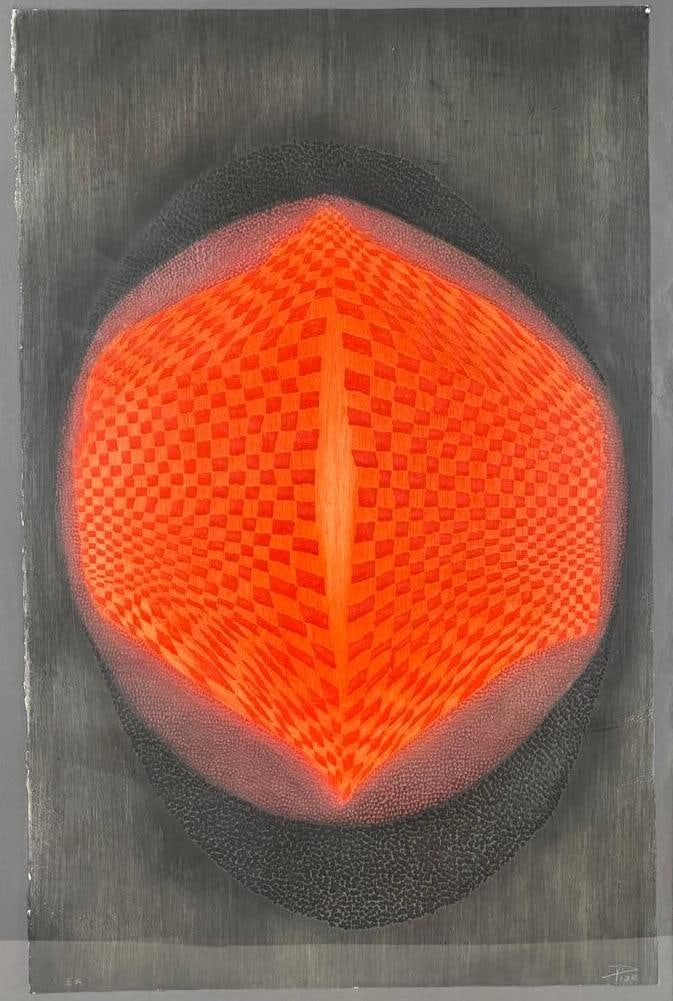 Arthur Luiz Piza Etching, Untitled Abstraction in Red: Arthur Luis Piza (Brazilian 1928-2017) Untitled Abstraction in Red, sugar lift etching on paper, signed in pencil lower right, numbered EA lower left, framed. Dimensions: 34 x 22 in. sheet size, 37.5