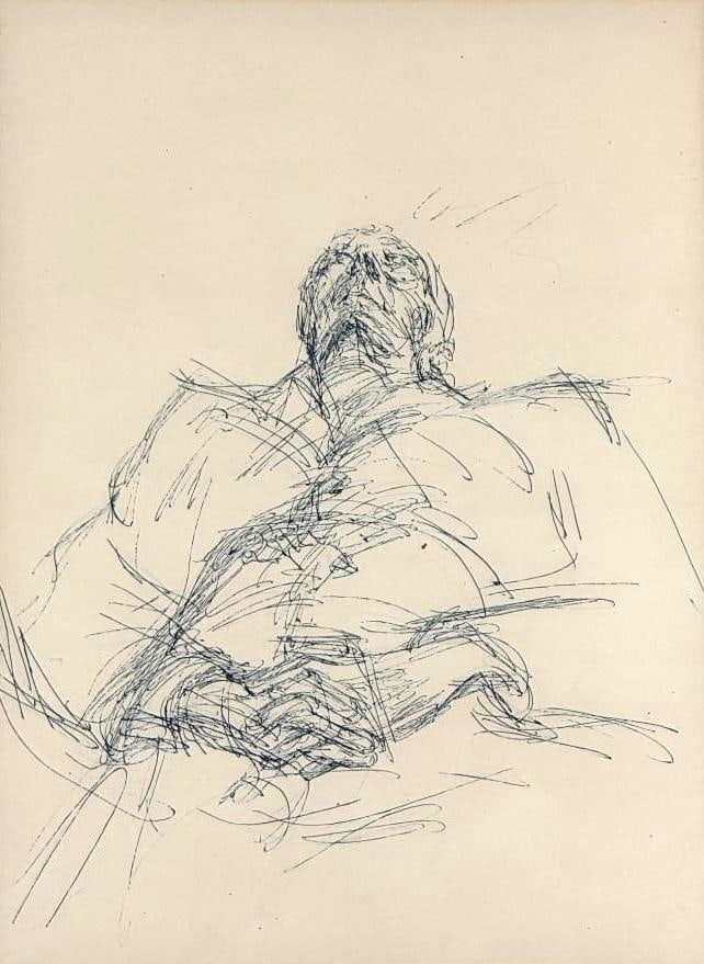 Alberto Giacometti Lithograph, "Portrait of Georges Braque": Alberto Giacometti (Swiss 1901 - 1966) "Portrait of Georges Braque," 1964, lithograph on Velin de Rives paper, unsigned. From the special edition of Derriere le Miroir, No. 144-145-146, published by M