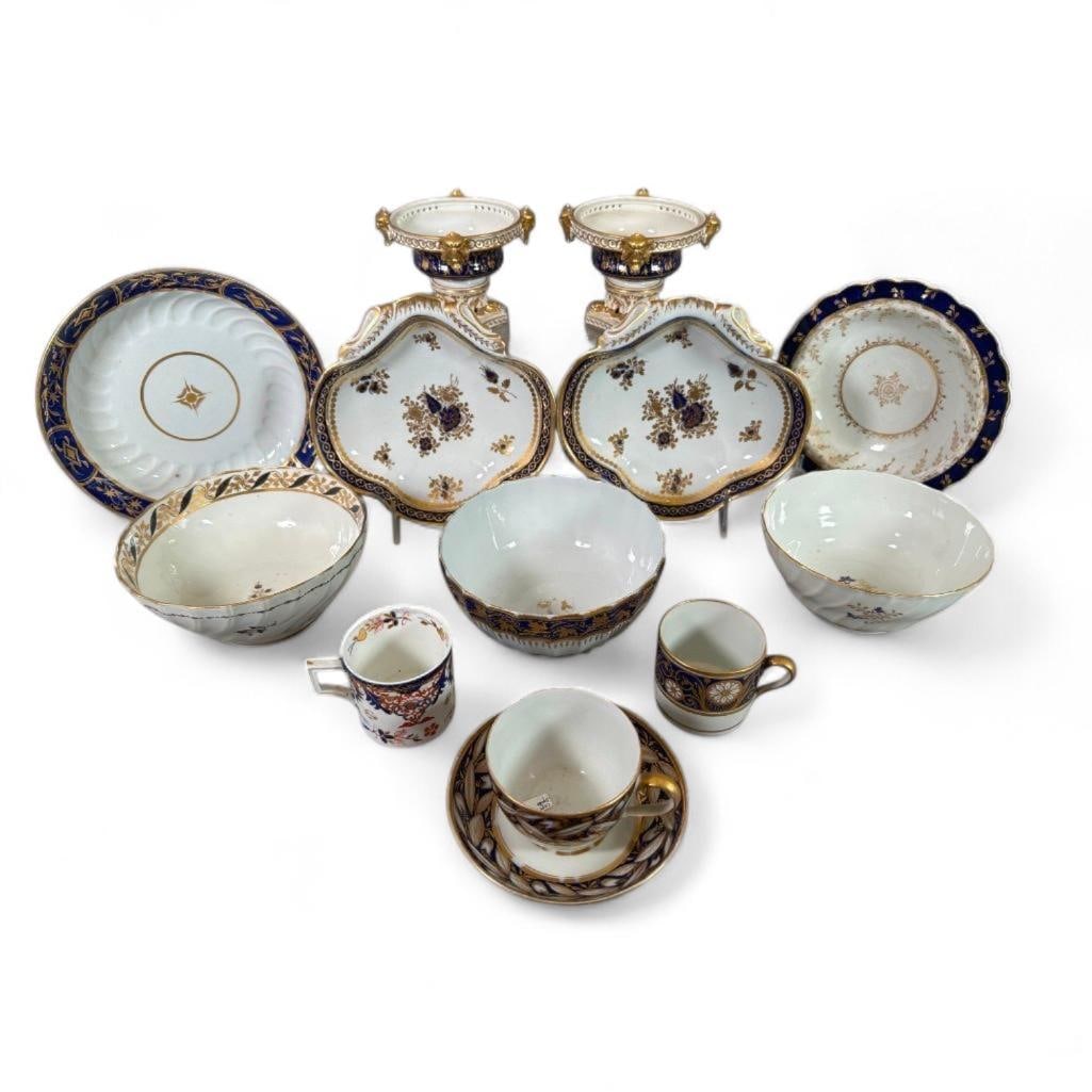 Assorted Lot of 19thc. English Blue and White Derby, Worcester and Other (1 of 8)