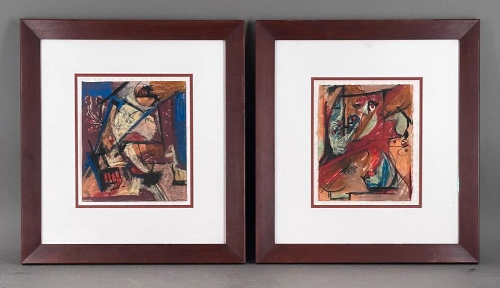 Pair of Abstract Oil Pastels by Steve Royster (1 of 10)